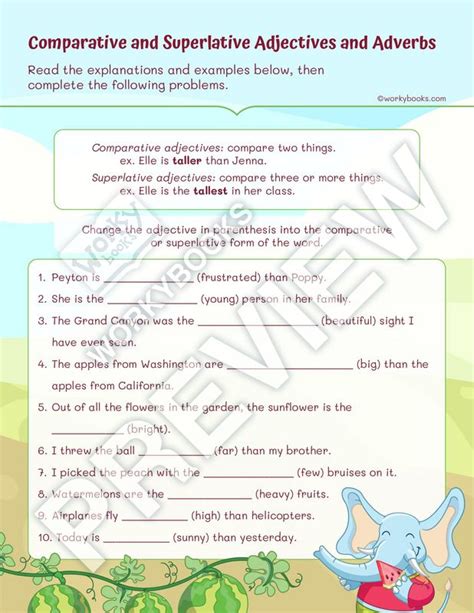 Worksheet Comparative And Superlative Adjectives And Adverbs Superlative And Comparative