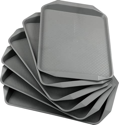 Xyskin Set Of 6 Plastic Fast Food Serving Trays Kitchen Food Serving Tray Grey Uk