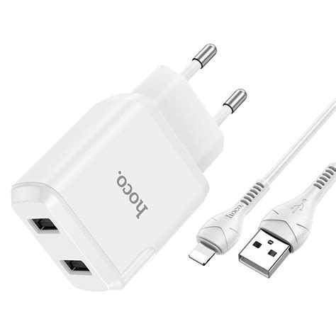 Incarcator Retea Cu Cablu Lightning Hoco N W A X Usb A Alb