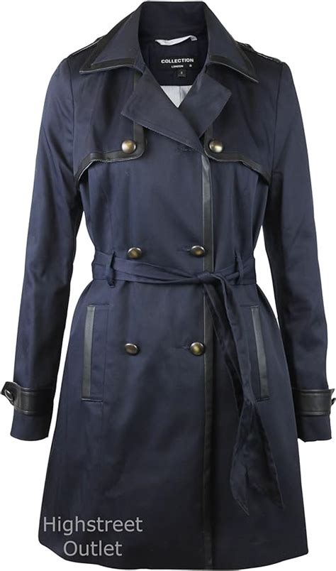 Debenhams Womens Navy Blue Mac Trench Coat Jacket 14 Uk Clothing