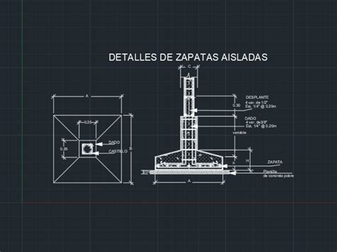 Zapata Aislada En Autocad Descargar Cad Gratis Kb Bibliocad