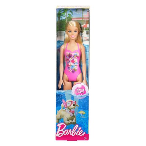 Mattel Barbie Doll Beach Blonde Dark Pink Swimsuit Dwk Epi