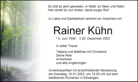 Traueranzeigen von Rainer Kühn OstalbTrauer