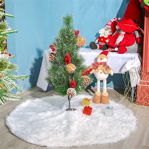 Falda De Rbol De Navidad De Cm Alfombra De Piel Sint Tica Copo De