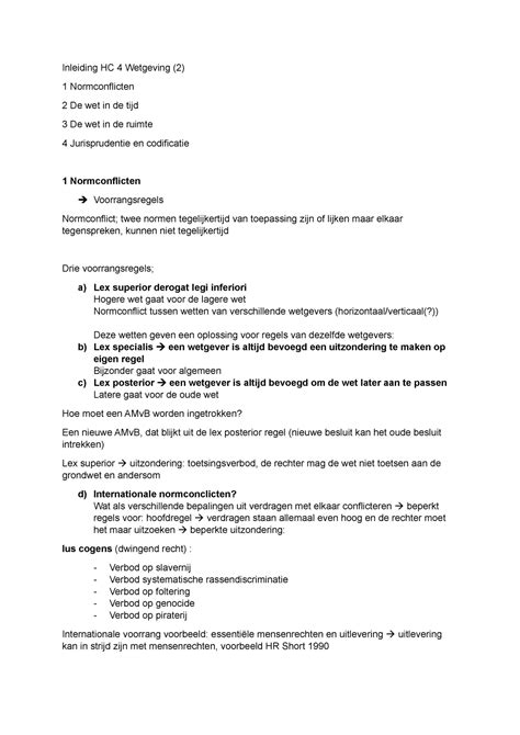 Inleiding Hc College Aantekening Inleiding Hc Wetgeving