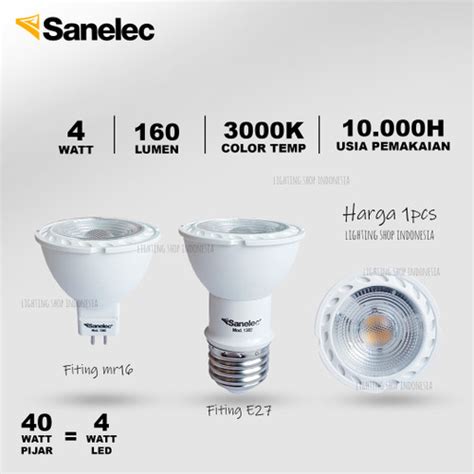 Jual Lampu Bohlam Led 4w Sorot Spotlight Warm White 3000K 4watt Mr16