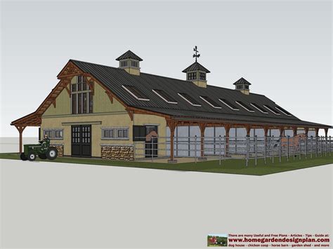 home garden plans: HB100 - Horse Barn Plans - Horse Barn Design