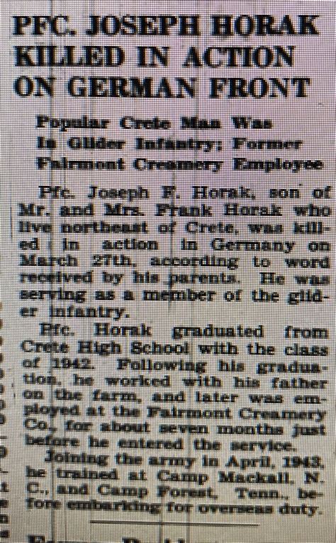 Private First Class Joseph Frank Joe Horak 1923 1945 Find A Grave