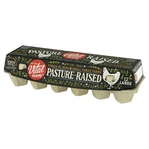 Vital Farms Pasture Raised Large Grade A Eggs Front Right Elevated