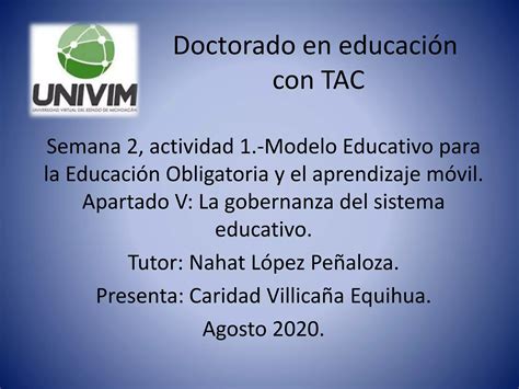 Gobernanza Sem Modelo Educativo Para La Educacion Obligatoria Ppt