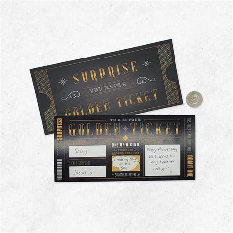 Scratch Reveal Golden Ticket Diy Surprise T Card Etsy Uk