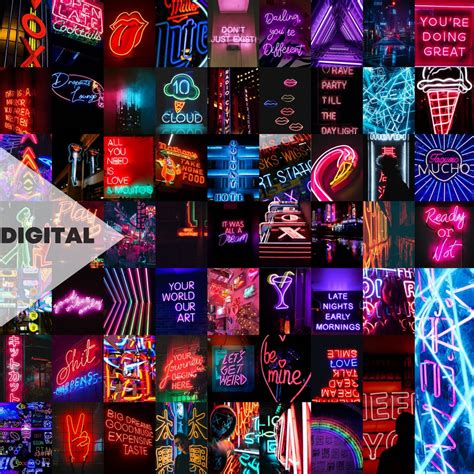 Neon Aesthetic Wall Collage Kit 60pcs digital Download 4x6, 8x10 - Etsy