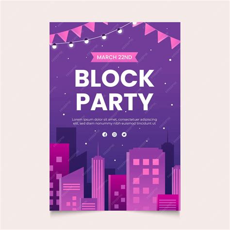 Premium Vector | Flat design block party poster design