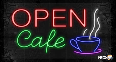 Open Cafe with logo LED Flex - NeonSign.com