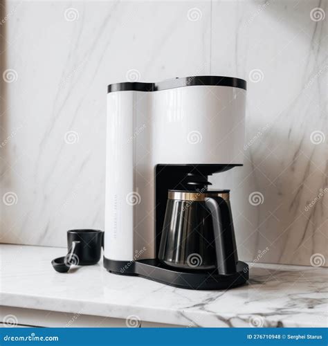 A Black and White Coffee Maker Sitting on Top of a Counter. AI