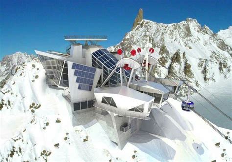 An Artistic Rendering Of A Futuristic Building On Top Of A Snowy