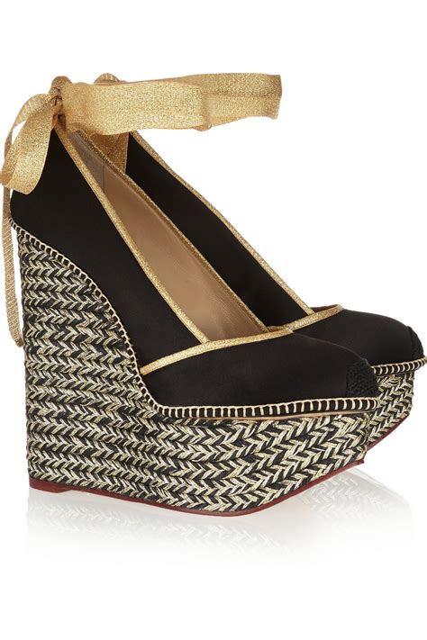 Charlotte Olympia Brigitte Satin Espadrille Pumps In Black Lyst