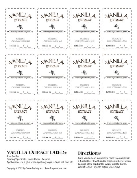 Free Printable Homemade Vanilla Labels