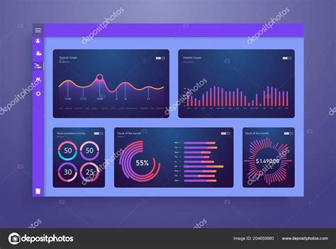 Infographic Dashboard Template Flat Design Graphs Charts Information