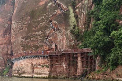 Staircase Etched into the Cliff at the Leshan Giant Buddha Stock Photo ...