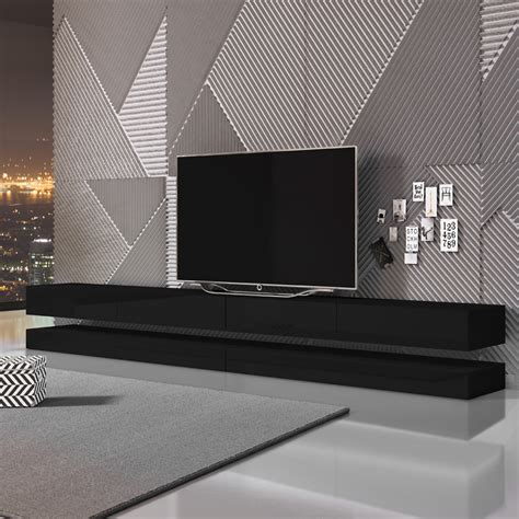 Meuble Tv Meuble De Salon Hylia Double X Cm Noir Mat Noir