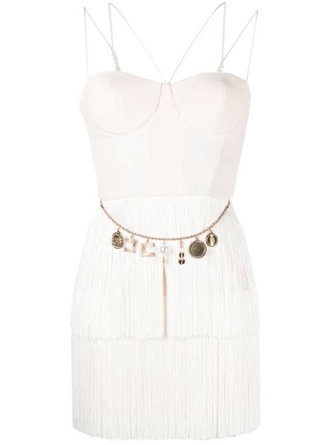 Elisabetta Franchi Chain Embellished Fringed Minidress Farfetch