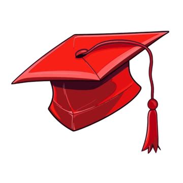 Red Graduation Cap Vector, Sticker Clipart Red Graduation Cap With A ...