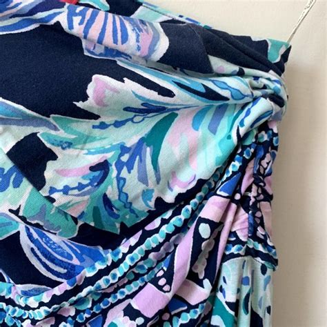 Lilly Pulitzer Dresses Lilly Pulitzer Malia Maxi Dress High Tide Blue One Shoulder Stretchy