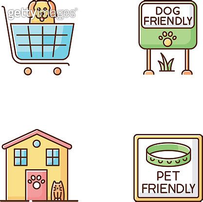 Pet Friendly Areas Rgb Color Icons Set Four Legged Friends Welcome