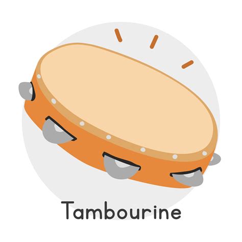 Tambourine Clipart Cartoon Style Simple Cute Wooden Tambourine