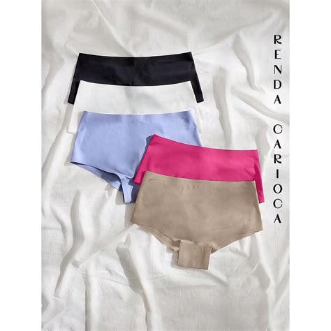 Kit Calcinha Sem Costura Corte a Laser Box Cueca Boxer Feminina Lingerie Não Marca Shopee Brasil
