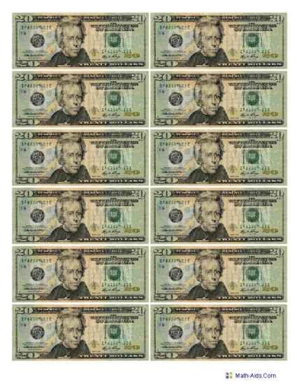 Printable Play Money 100 Dollar Bills Sheets