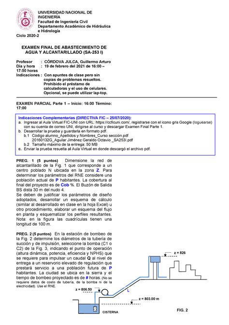 Examen Final Ciclo 2020 II Ing Guillermo Arturo Córdova Julca