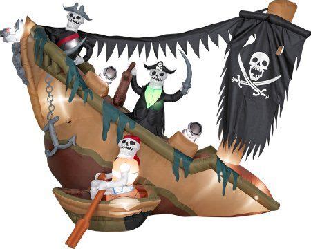 Gemmy Long Animated Airblown Halloween Inflatable Skeleton Pirates On