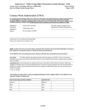 Fillable Online Contract Work Authorization Cwa Fax Email Print Pdffiller