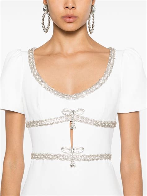 Self Portrait Crystal Embellished Midi Dress White Farfetch