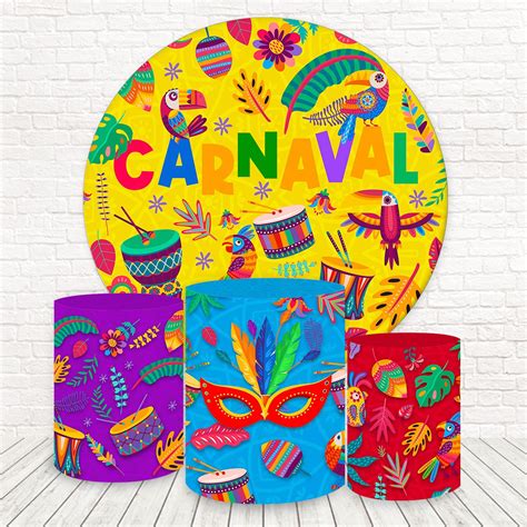 Painel Redondo E Capas Tecido Sublimado Carnaval Wkpc Wear