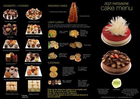 cake menu zest patisserie