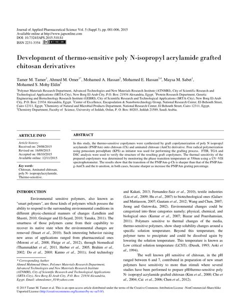 PDF Development Of Thermo Sensitive Poly N Isopropyl Acrylamide