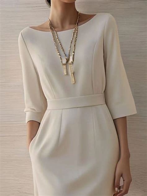 Elegant Plain Boat Neck Regular Fit Dress Stylewe