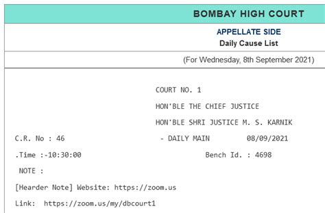 Bombay High Court Display Board Guide - Lawgic