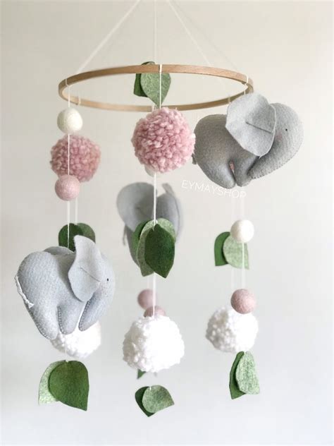 Baby Mobile Elephant Nursery Crib Mobile Baby Mobile Girl Etsy