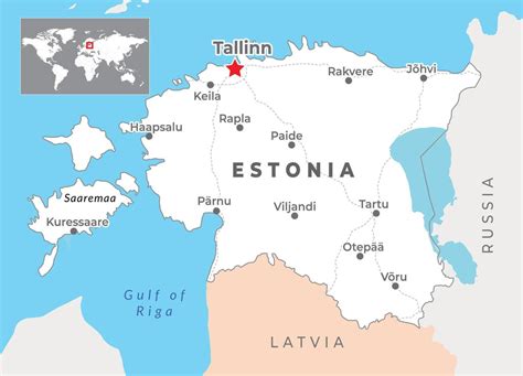 Estonia Political Map With Capital Tallinn Most Important Cities And