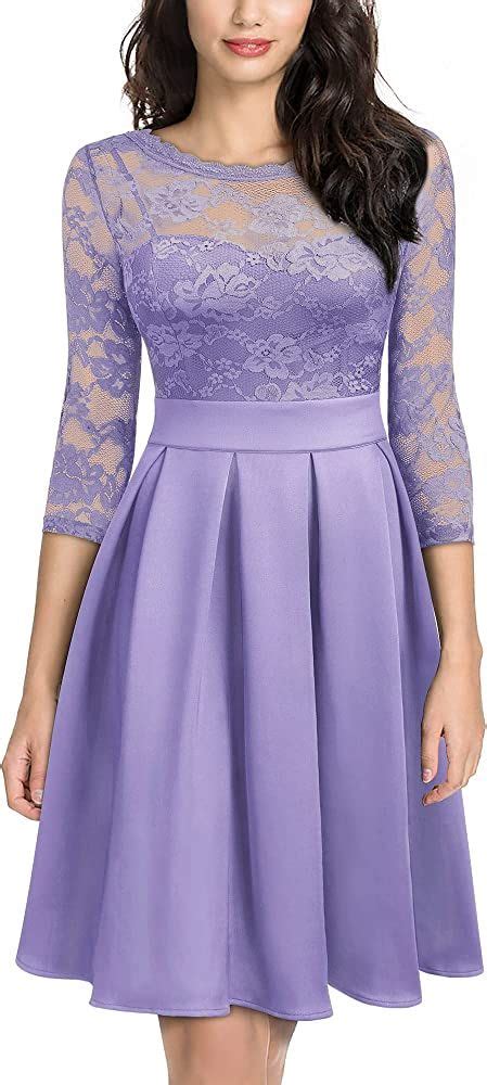 Miusol Women S Vintage Floral Lace Sleeve Bridesmaid Party Dress