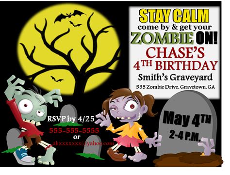 Kids Zombie Birthday Party Invite Zombie Birthday Parties Birthday