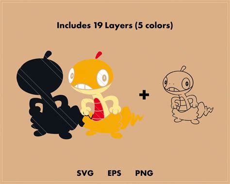 Scraggy Pokemon SVG Cut File Layered Digital Template Etsy