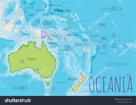 Political Oceania Map Vector Illustration Different Stock Vector (Royalty Free) 2268927163 ...