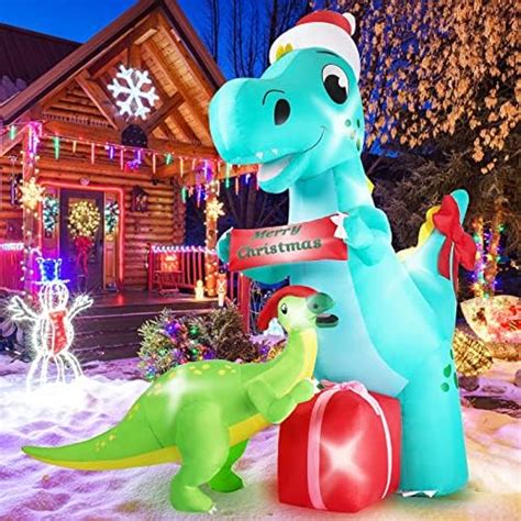 Dinosaur Christmas Inflatables Outdoor Decorations Light Up Inflatable