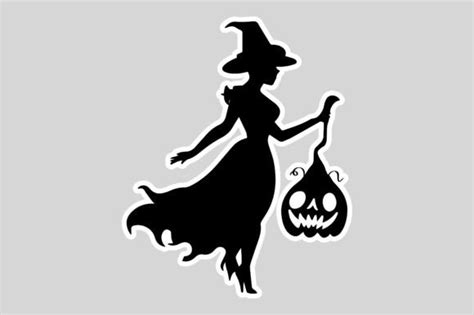 Silhouette Of A Halloween Witch Sticker Graphic By Ya Design Store