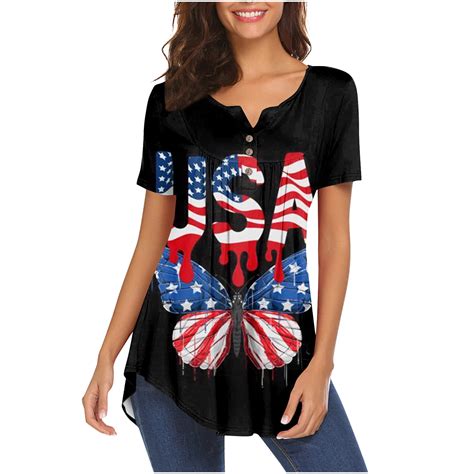 Seniver 4Th Of July Tops Women S Summer Tops Casual Fashion Short